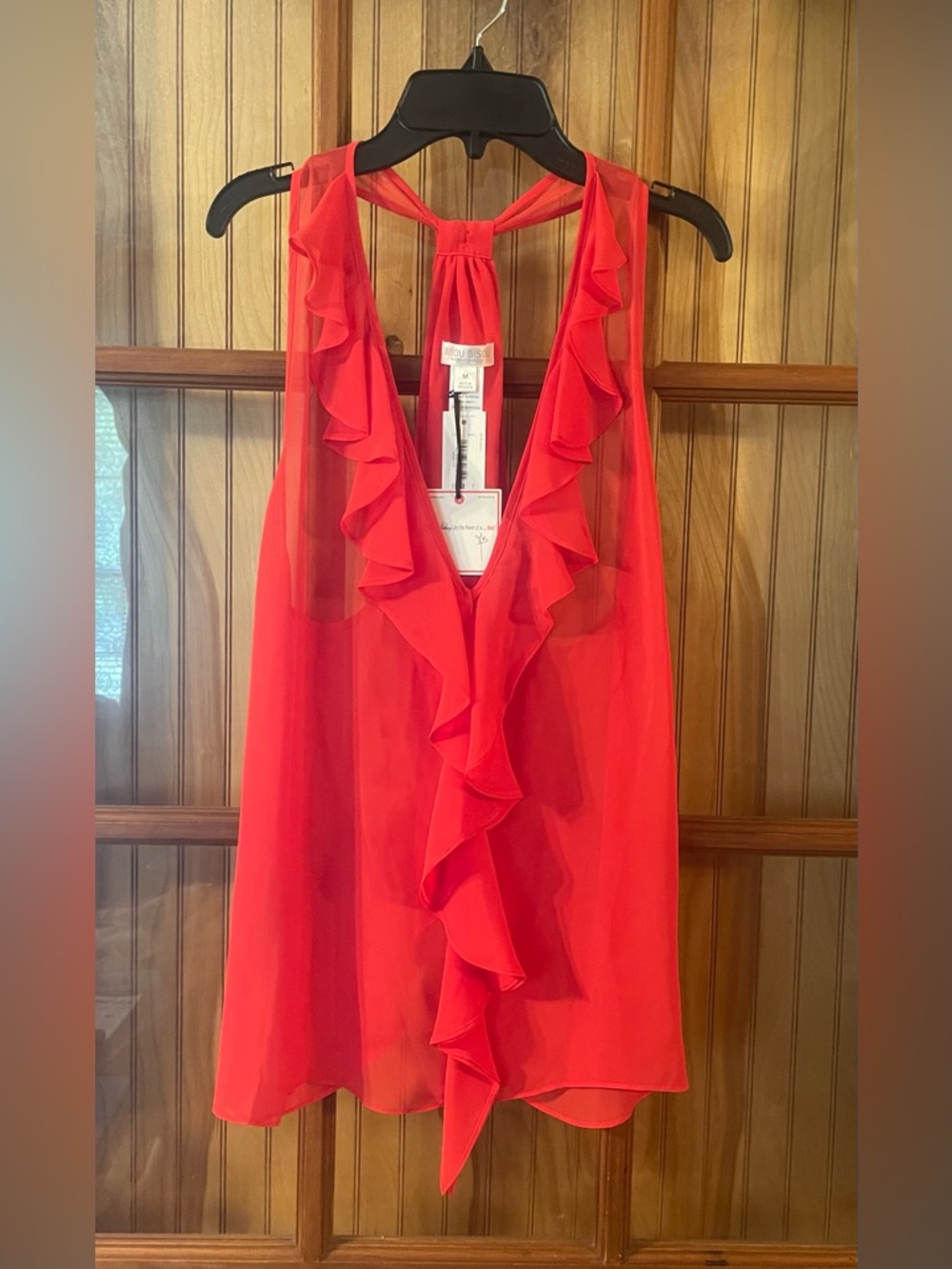 Women’s Red Ruffle Halter Style Neck Top